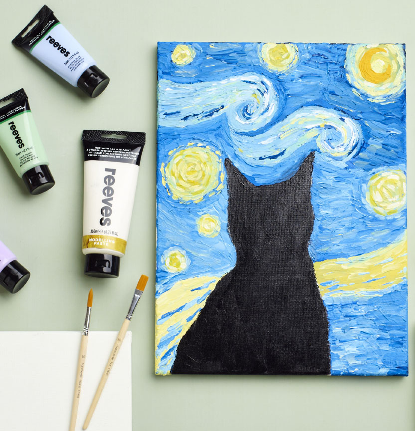 Starry Night Cat Painting Project