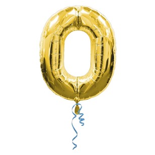 Qualatex Number 0 Foil Balloon Gold 86 cm