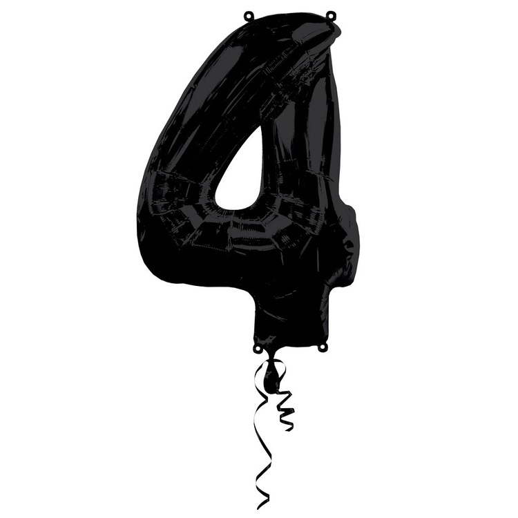 Qualatex Number 4 Foil Balloon Onyx Black