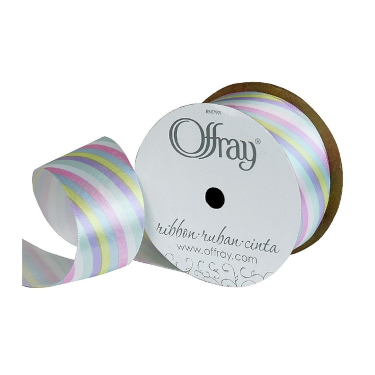 Asymmetrical Ribbon Offray Asymmetrical Stripe Ribbon Pastel 38 mm x 2.7 m | Spotlight ...