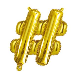 Artwrap Miniloon Hashtag Foil Balloon Gold 35.5 cm