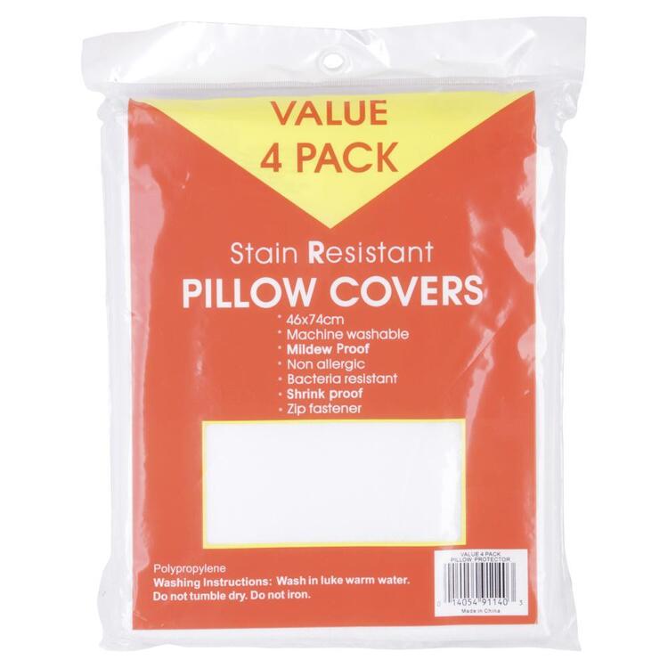 Everyday Value Pack Stain Resistant Pillow Covers 4 Pack White Standard
