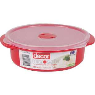 Decor Microsafe Round Container 750 mL Red 750 mL