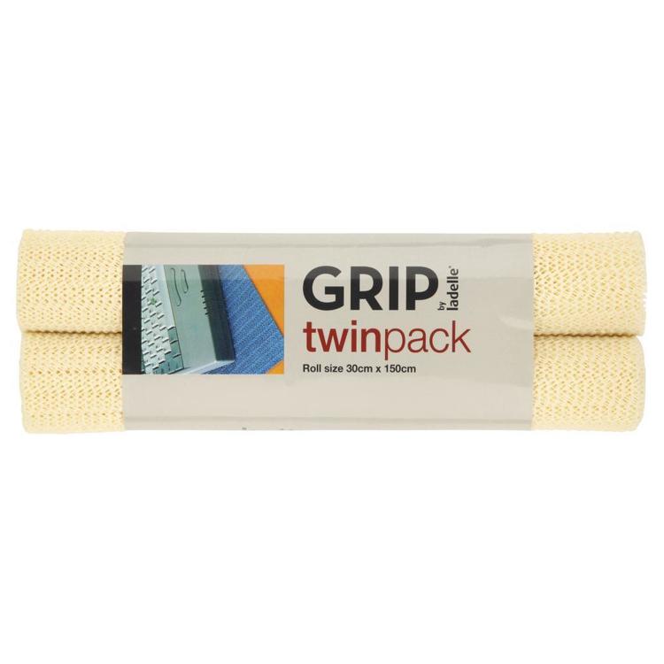 Ladelle Magic Grip Twin Pack Cream 30 x 150 cm