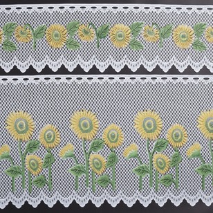 Filigree Sunflowers Cafe Continuous Sheer Fabric Multicoloured 90 cm