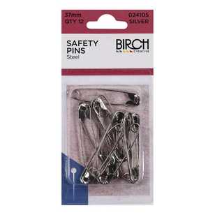 Birch Steel Safety Pins 12 Pack Silver 37 mm