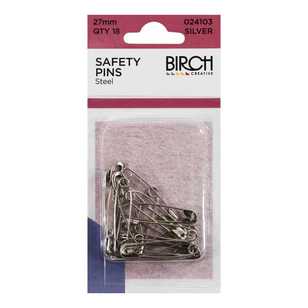 Birch Steel Safety Pins 18 Pack Silver 27 mm