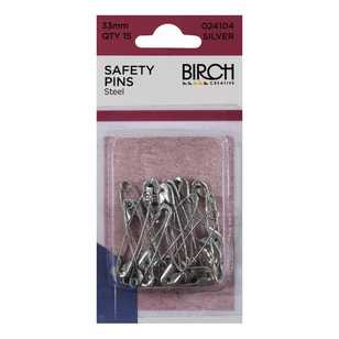 Birch Steel Safety Pins 15 Pack Silver 33 mm