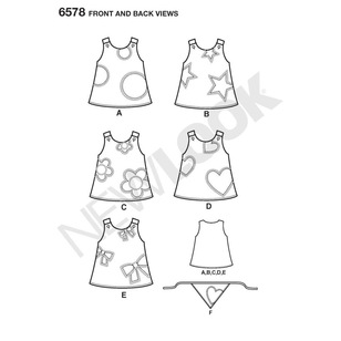 New Look Pattern 6578 Girl's Dress  6 Months - 4 Years