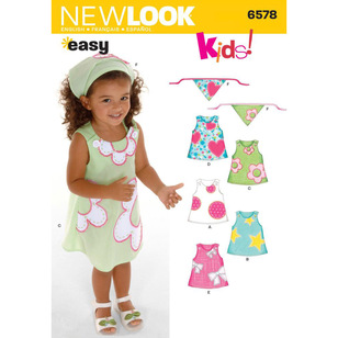 New Look Pattern 6578 Girl's Dress  6 Months - 4 Years