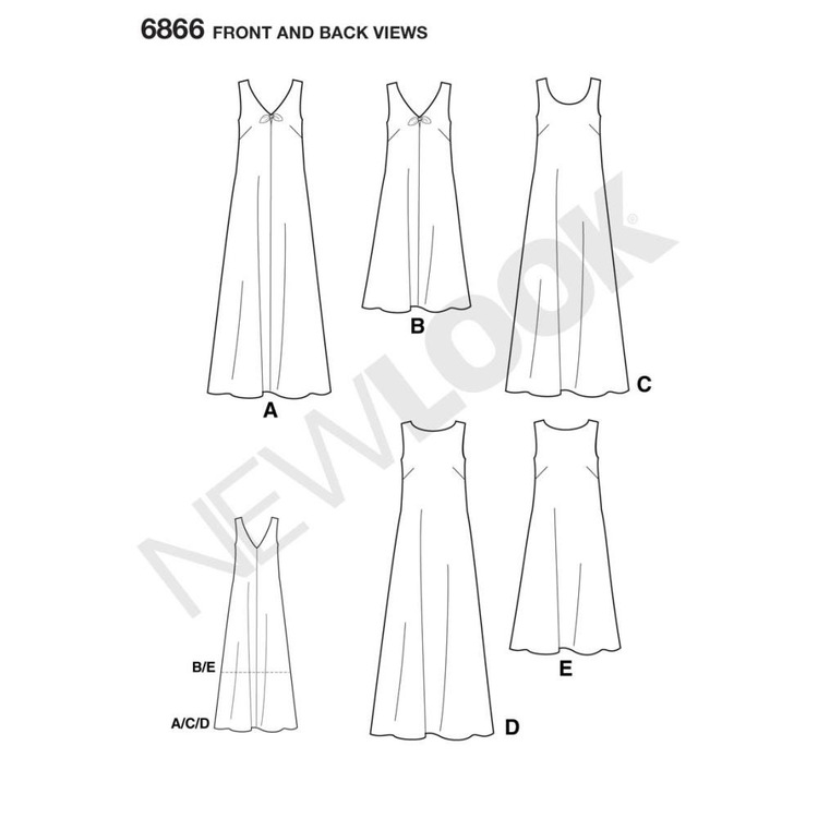New Look Pattern 6866 Women's Dress  Small - X Large