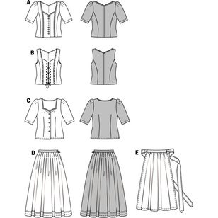 Burda Pattern 7870 Dirndl Dress Costume  12 - 28