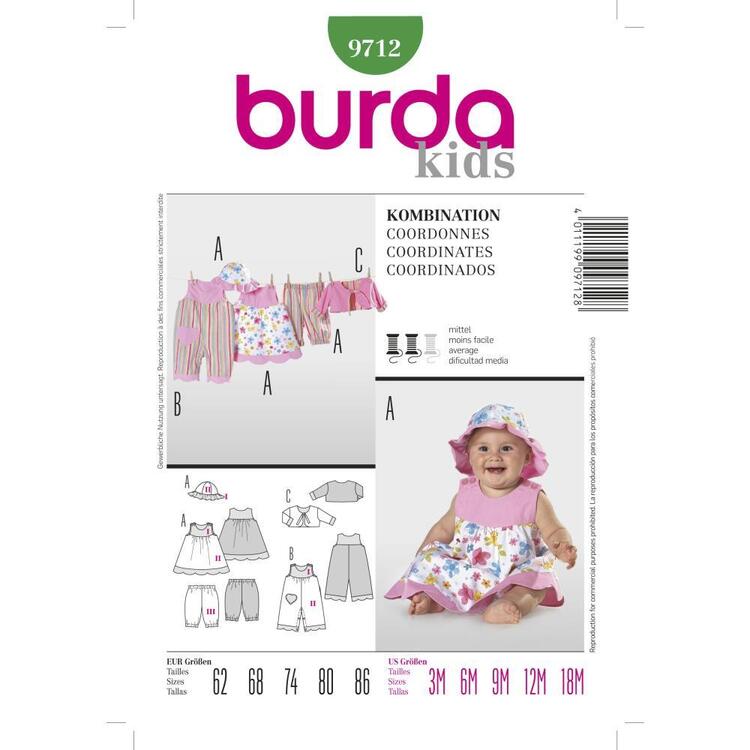 Burda Pattern 9712 Baby Coordinates  3 - 18 Months