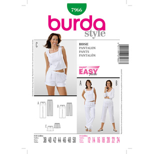 Burda Pattern 7966 Women's Pants  12 - 24