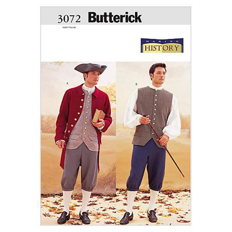 Butterick Pattern B3072 Historical Costume Coat Vest Shirt Pants & Hat