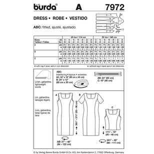 Burda Pattern 7972 Women's Dress And Top  12 - 24