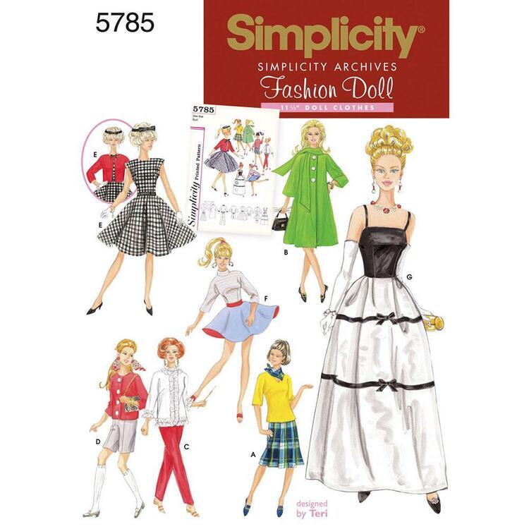 Simplicity Pattern Vintage 5785 Dolls Clothes