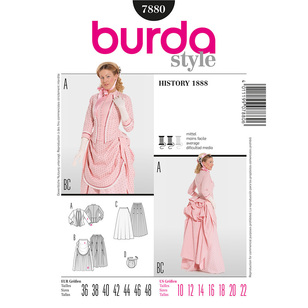 Burda Pattern 7880 Women's 1888 Dress Costume  10 - 22