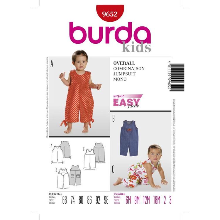 Burda Pattern 9652 Baby Jumpsuit