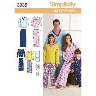 Simplicity Pattern 3935 Unisex Sleepwear  X Small - X Large