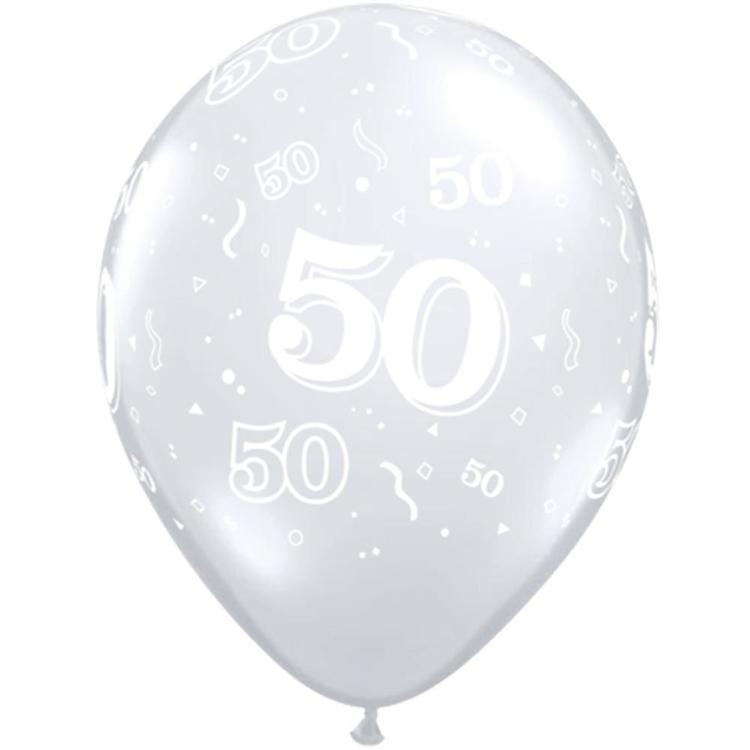 Qualatex 50th Latex Balloon Diamond Clear
