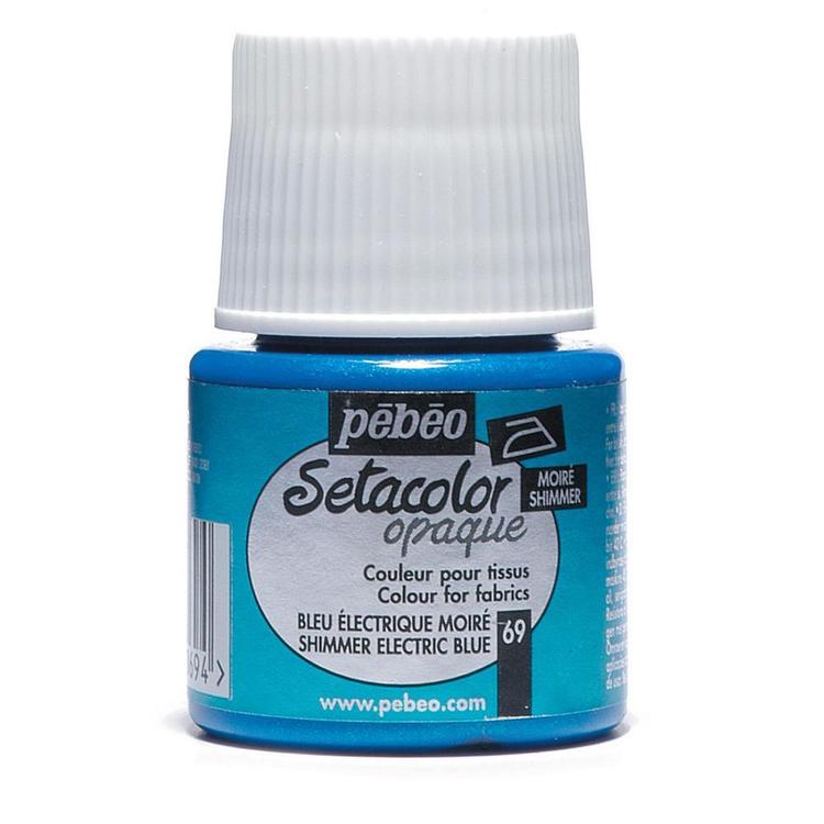 Pebeo Setacolour Shimmer Colour Paint Electric Blue 45 mL
