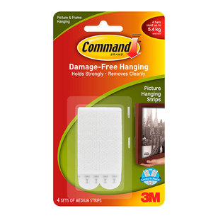 3M Command Medium Picture Hanging Strips 4 Pack White M
