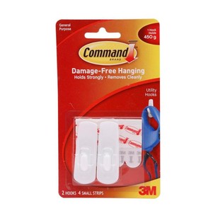3M Command Small Hooks 2 Pack White S