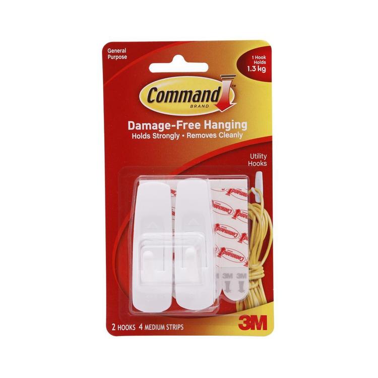 3M Command Medium Hooks 2 Pack White M