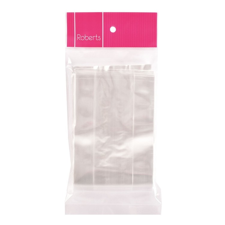 Roberts 50 Pack Cello Bags With Gusset Clear 10 x 24 cm