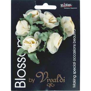 Vivaldi Blossoms 6 Head Organza Roses With Leaves Mustard Small