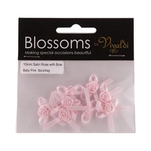 Vivaldi Blossoms Satin Roses With Bows Baby Pink