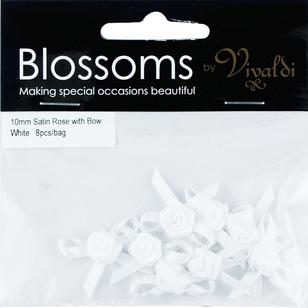 Vivaldi Blossoms Satin Roses With Bows White