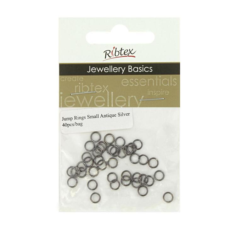 Ribtex Jewellery Basics Jump Rings 40 Pack Antique Silver