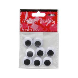 Arbee Glue On Joggle Eyes 8 Pack Black 18 mm
