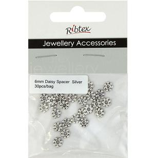 Ribtex Jewellery Accessories Small Daisy Spacer 30 Pack Silver Mini