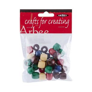 Arbee Barrel Wood Beads 30 Pack Multicoloured