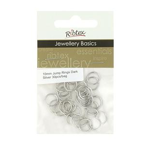 Ribtex Jewellery Basics Jump Rings 30 Pack Dark Silver 10 mm