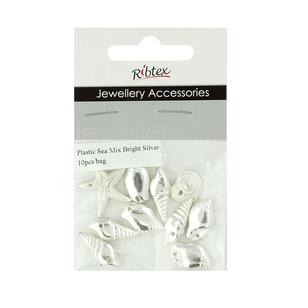 Ribtex Jewellery Accessories Plastic Sea Mix Charms Bright Silver 22 mm