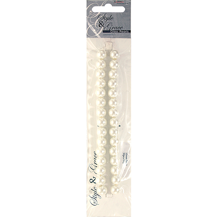 Ribtex Style & Grace Glass Pearls 30 Pack Ivory 10 mm