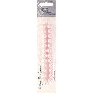 Ribtex Style & Grace Glass Pearls 25 Pack Pink 12 mm