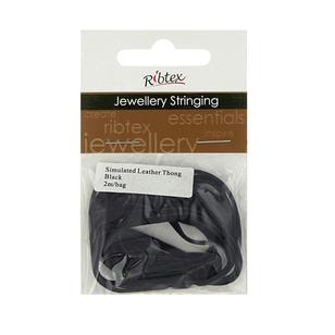 Ribtex Jewellery Stringing Simulated Leather Thonging Black 2 m