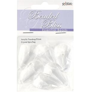 Ribtex Beaded Bliss Teardrop Acrylic Beads 6 Pack Crystal