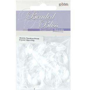 Ribtex Beaded Bliss Teardrop Acrylic Beads 10 Pack Crystal