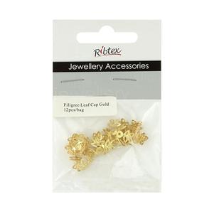 Ribtex Jewellery Accessories Filigree Leaf Bead Cap Gold