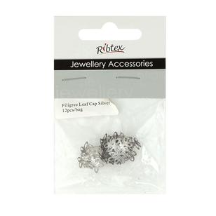 Ribtex Jewellery Accessories Filigree Leaf Bead Cap Silver