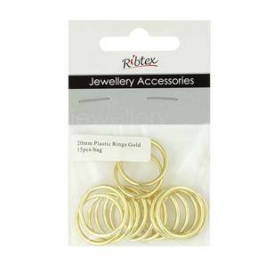 Ribtex Jewellery Accessories Plastic Rings 15 Pack Gold 20 mm