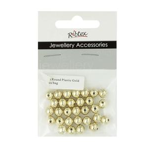 Ribtex Jewellery Accessories Round Plastic Spacer 30 Pack Gold 6 mm