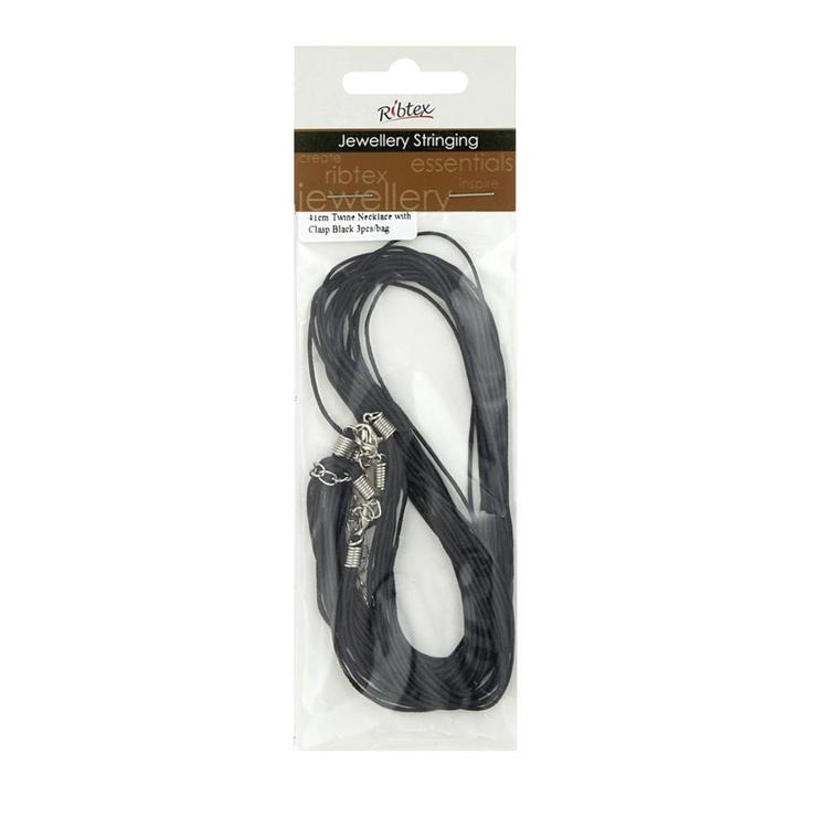 Ribtex Jewellery Stringing Twine Necklace With Clasp Black 41 cm