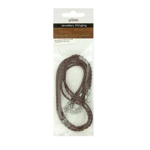Ribtex Jewellery Stringing Plaited Necklace With Clasp Brown 43 cm